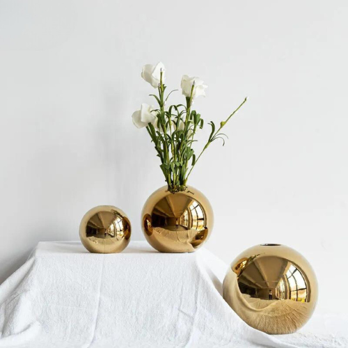 Golden Ball Ceramic Vase - Renée Laurént