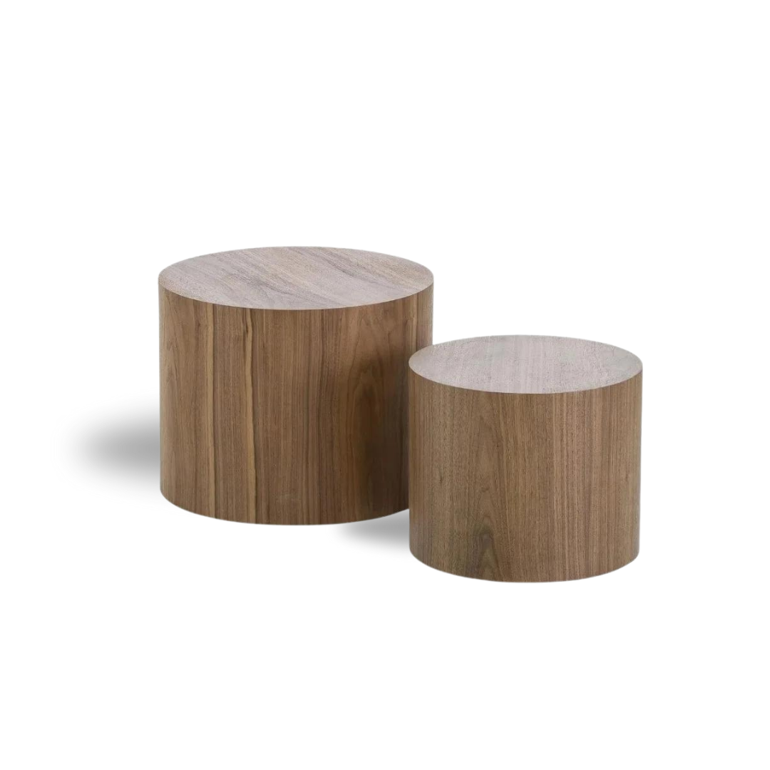 Walnut Round Wooden Coffee Tables - Renée Laurént