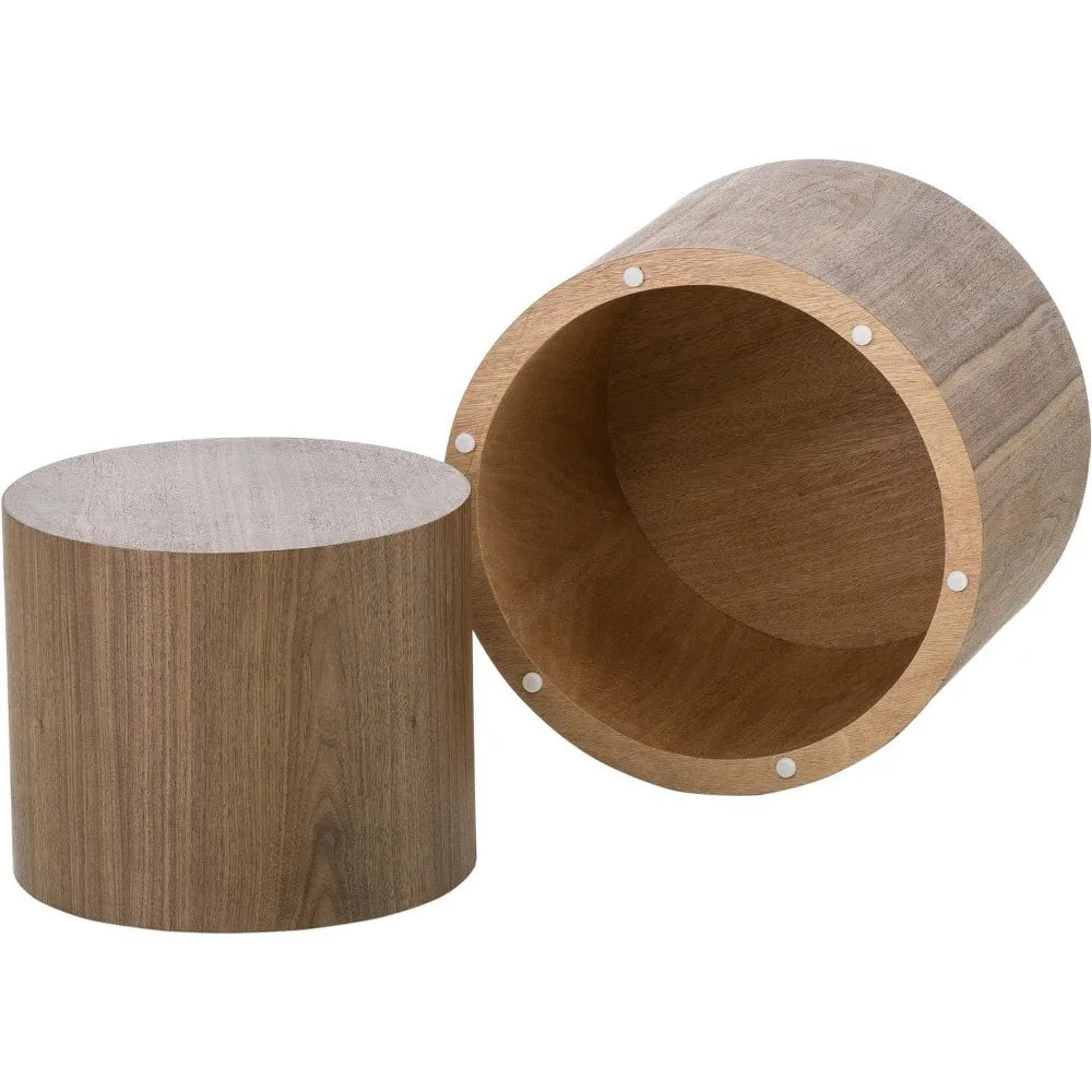 Walnut Round Wooden Coffee Tables - Renée Laurént