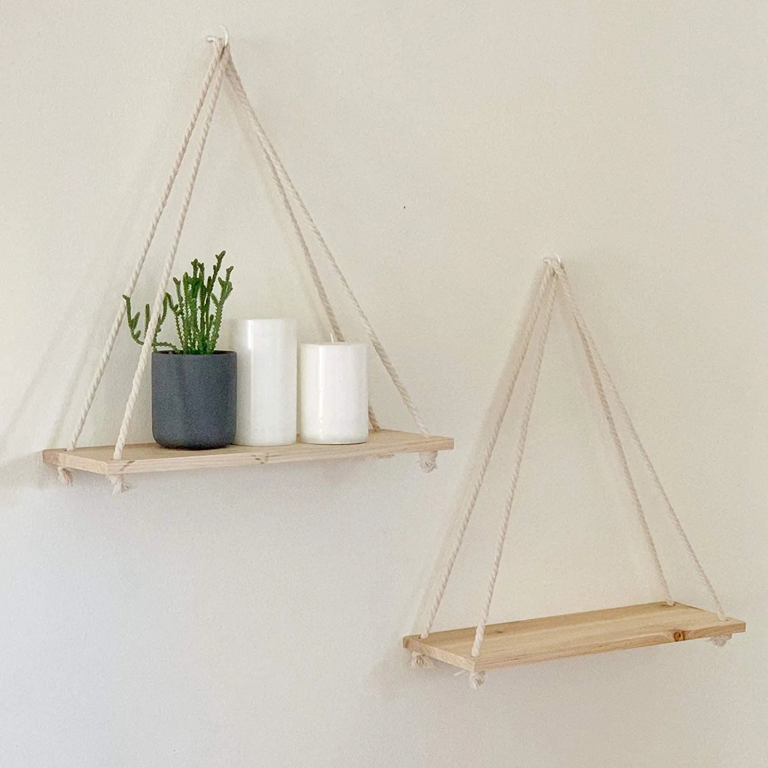 Nordic Wooden Rope Swing Shelves - Renée Laurént