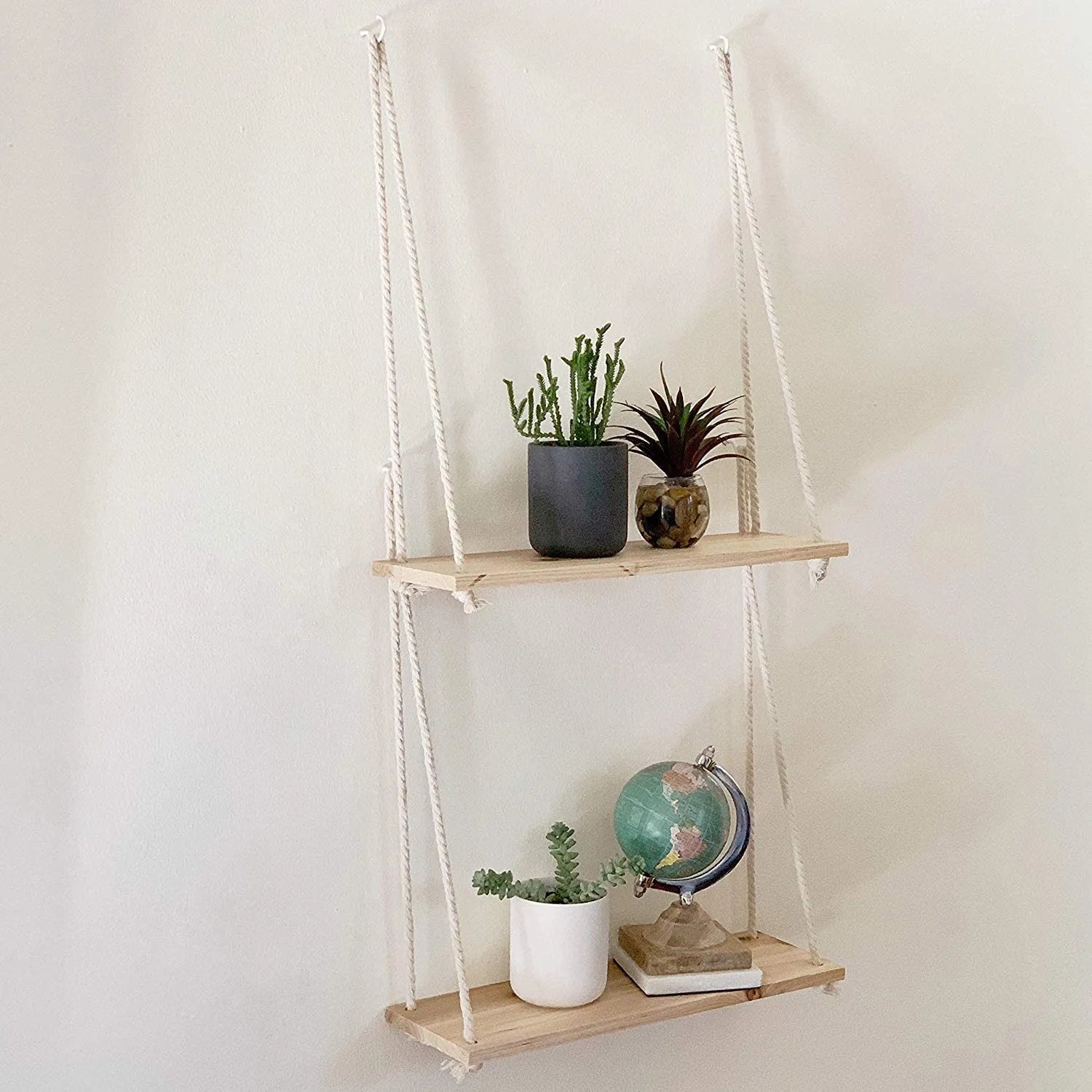 Nordic Wooden Rope Swing Shelves - Renée Laurént