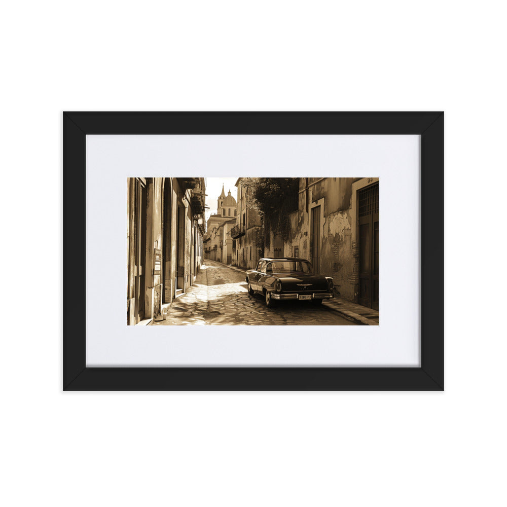Italian Street in the 1960s - Matte Paper Framed Poster With Mat - Renée Laurént