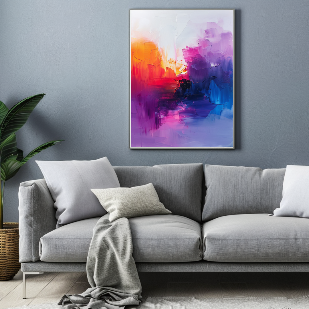 Purple Hue - Framed canvas Unique Art - Renée Laurént