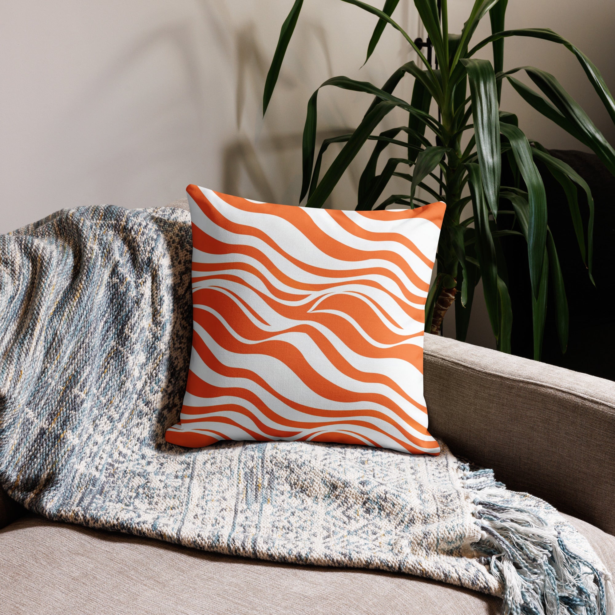 Vagues oranges - Premium Pillow - Renée Laurént