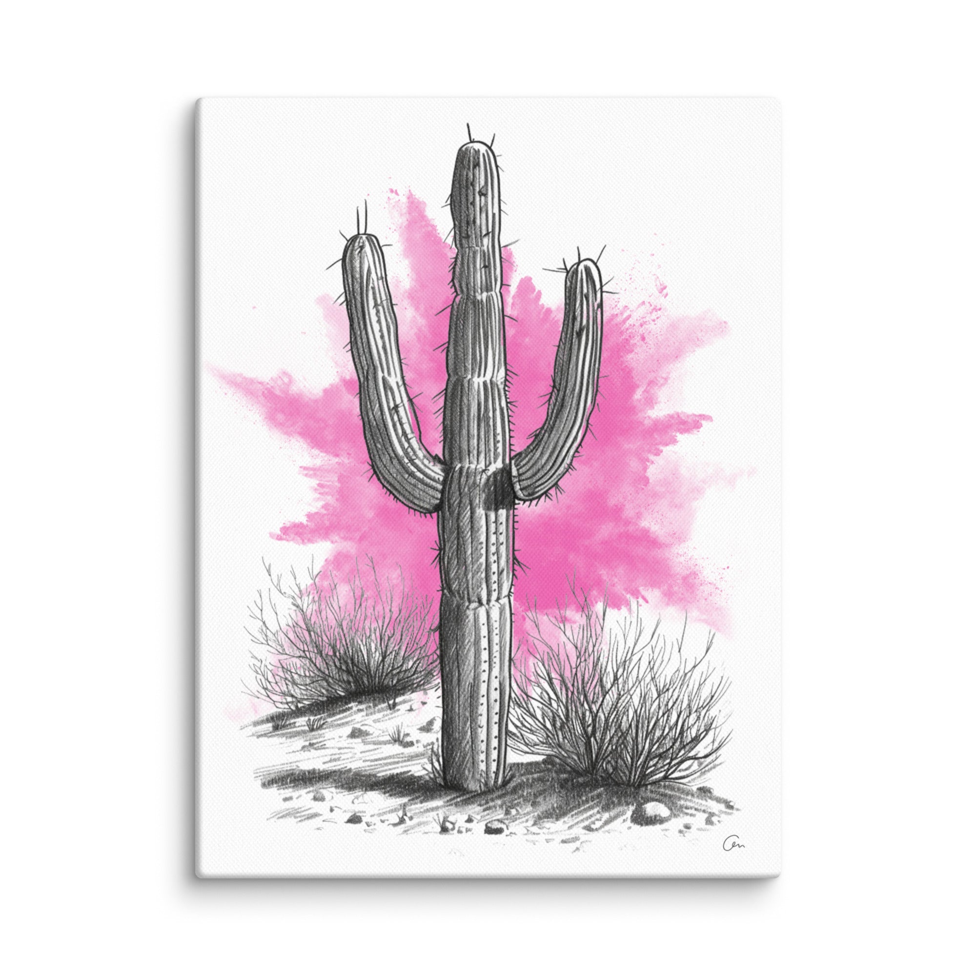 Pink Splash Cactus Canvas Unique pop art - Renée Laurént