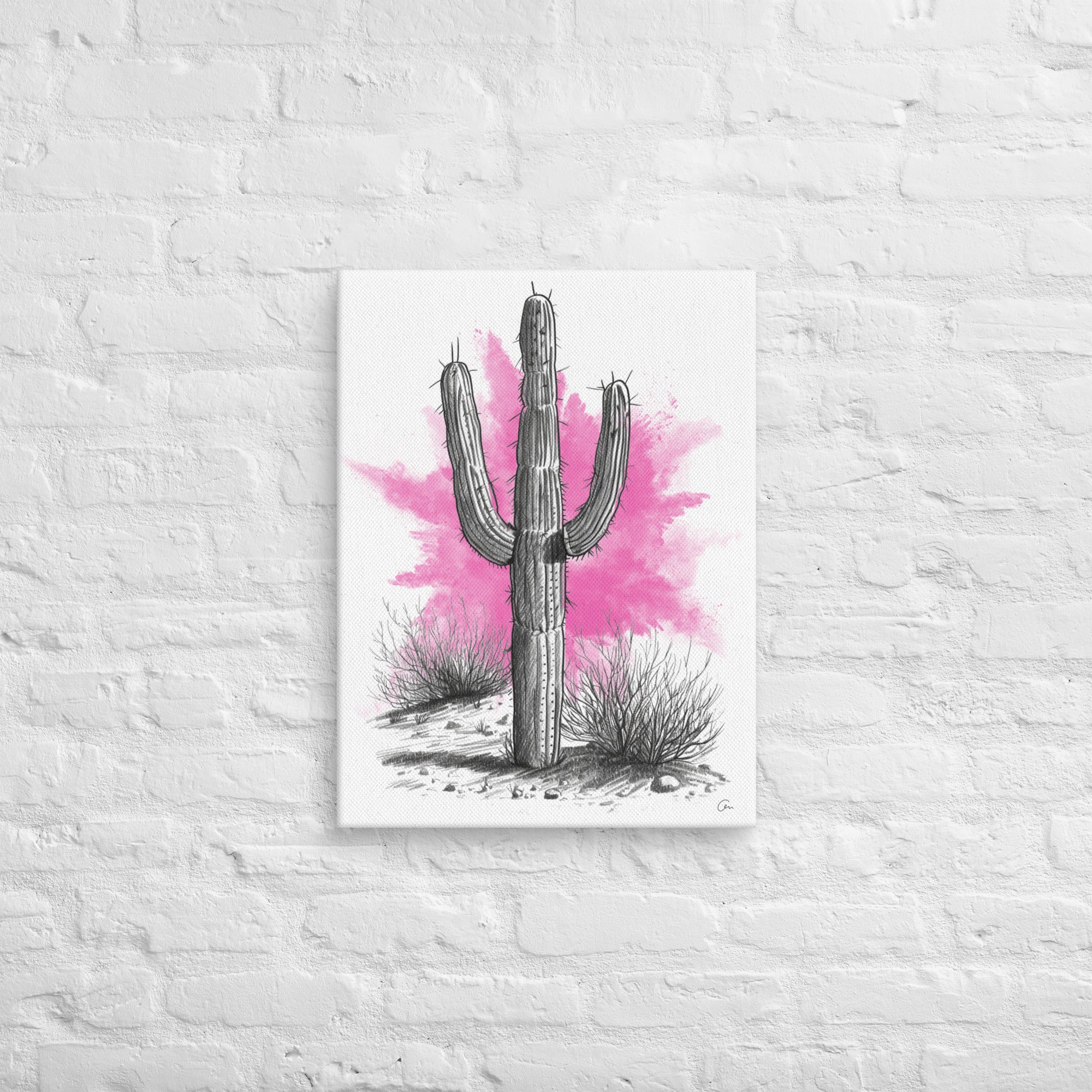 Pink Splash Cactus Canvas Unique pop art - Renée Laurént
