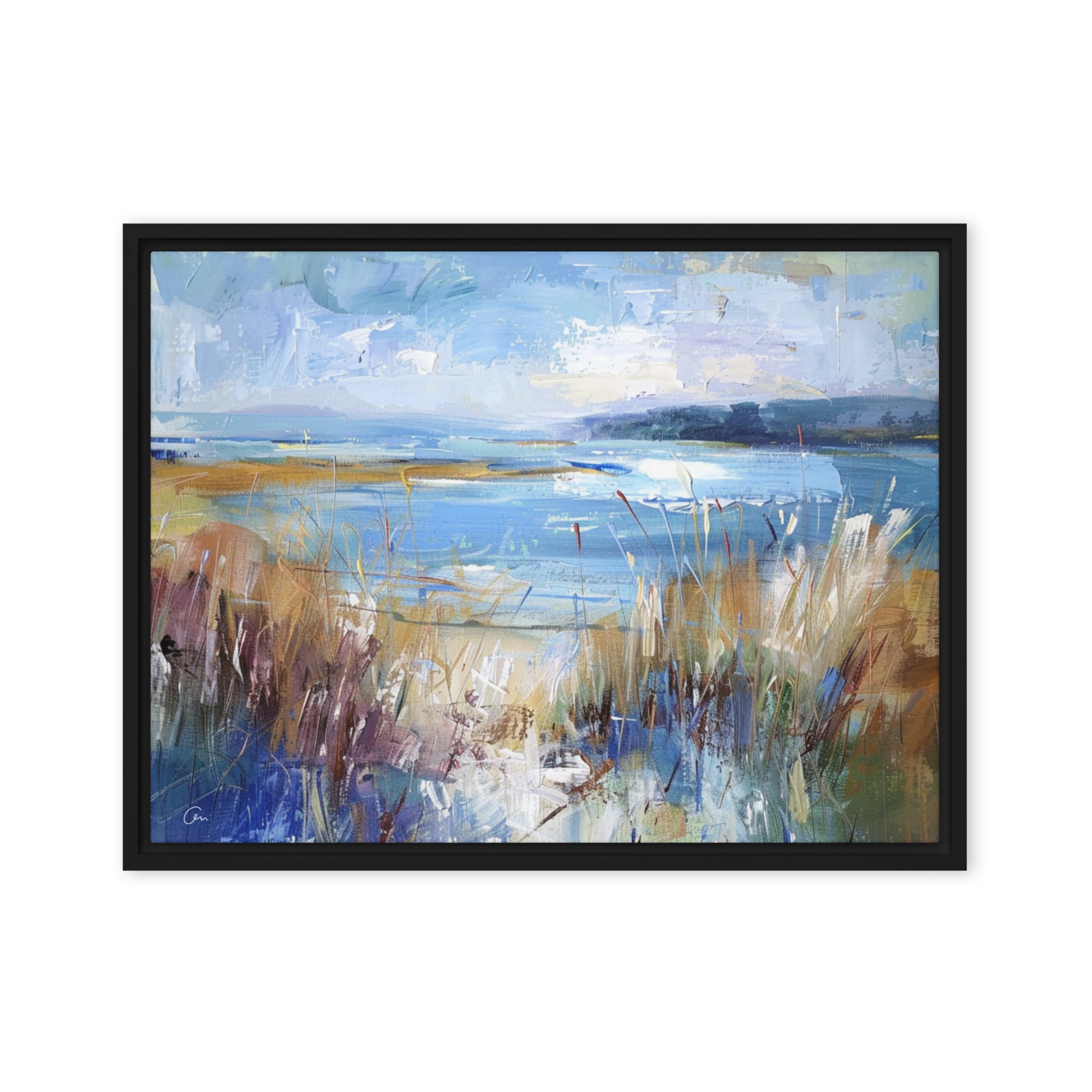 Coastal serenity - Framed canvas unique art - Renée Laurént