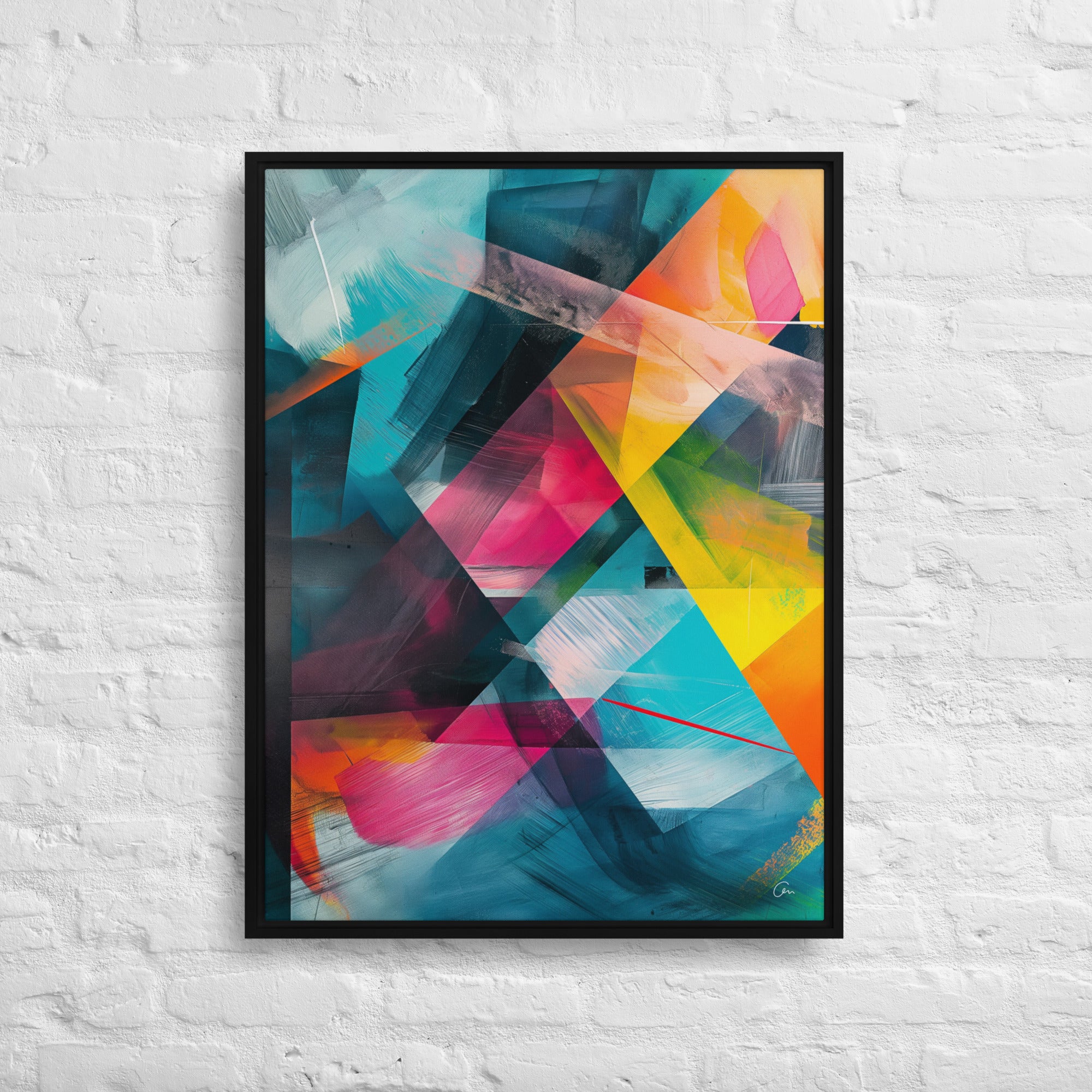 Vibrant Geometry - Framed canvas unique art - Renée Laurént