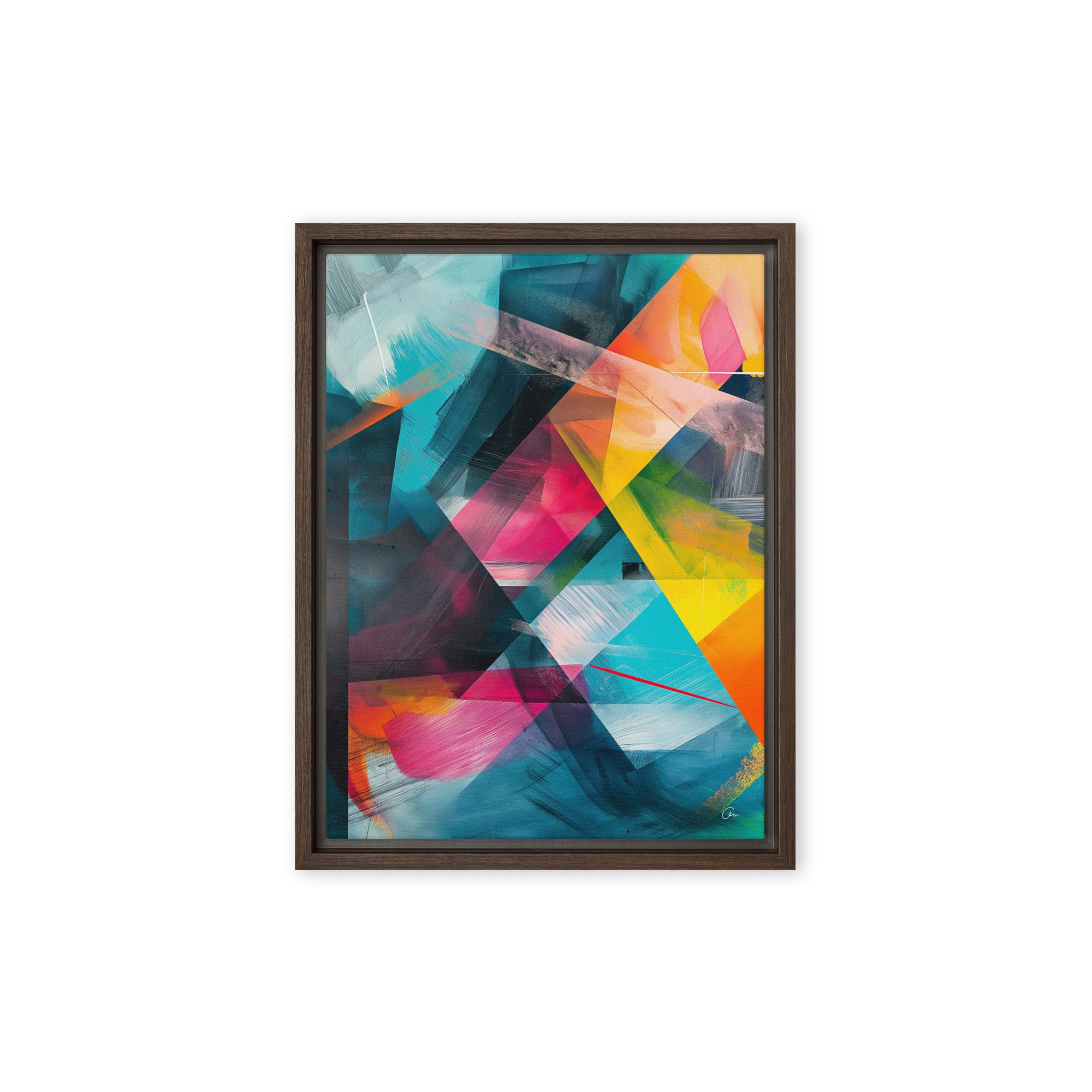 Vibrant Geometry - Framed canvas unique art - Renée Laurént