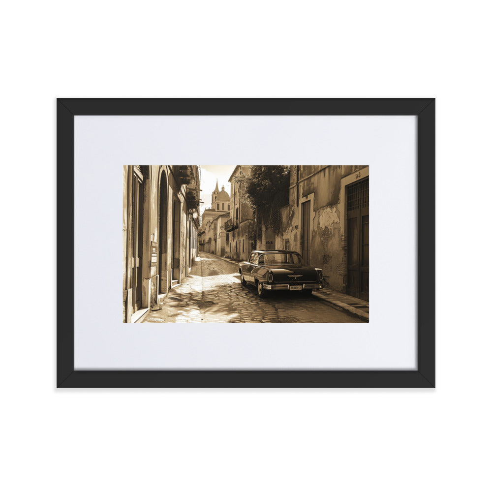 Italian Street in the 1960s - Matte Paper Framed Poster With Mat - Renée Laurént