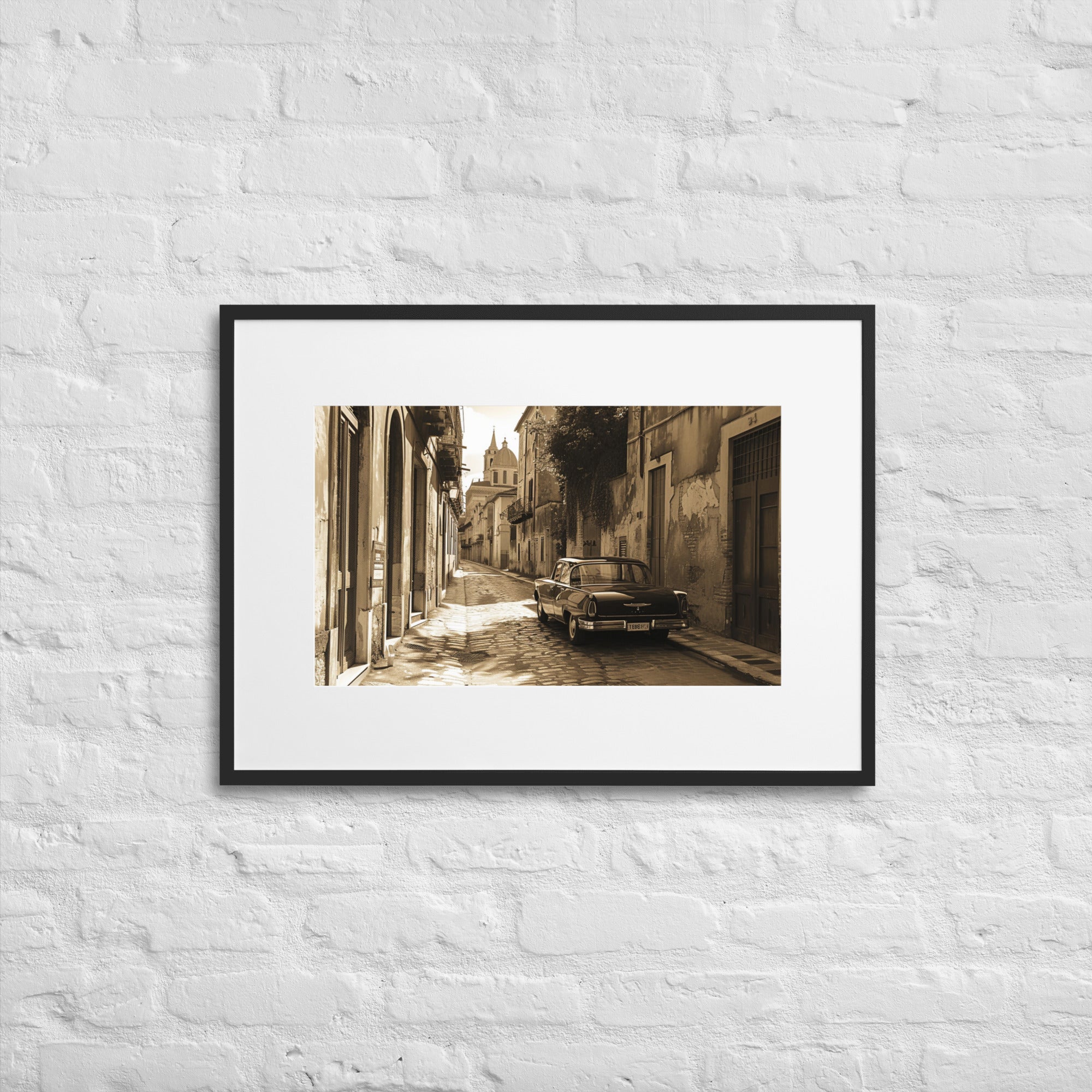 Italian Street in the 1960s - Matte Paper Framed Poster With Mat - Renée Laurént